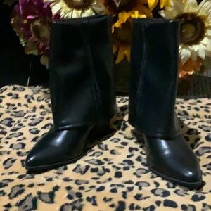 #219 NWT Sun&Stone Black Fold Over Cuffed Dress Booties sz 6M